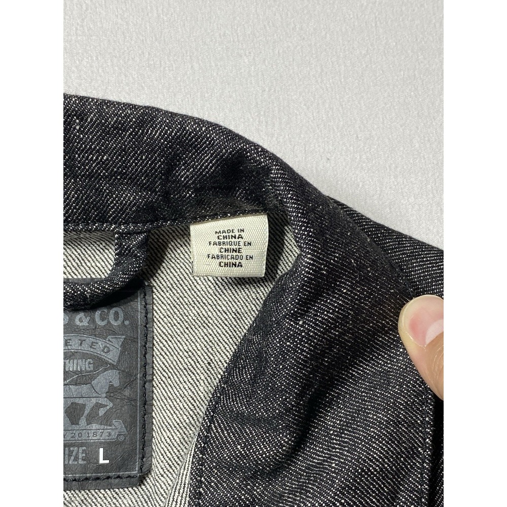 Vintage Y2K Levi's 72334 Black Denim Trucker Jacket Men's Large Red Tab - Picture 8 of 12